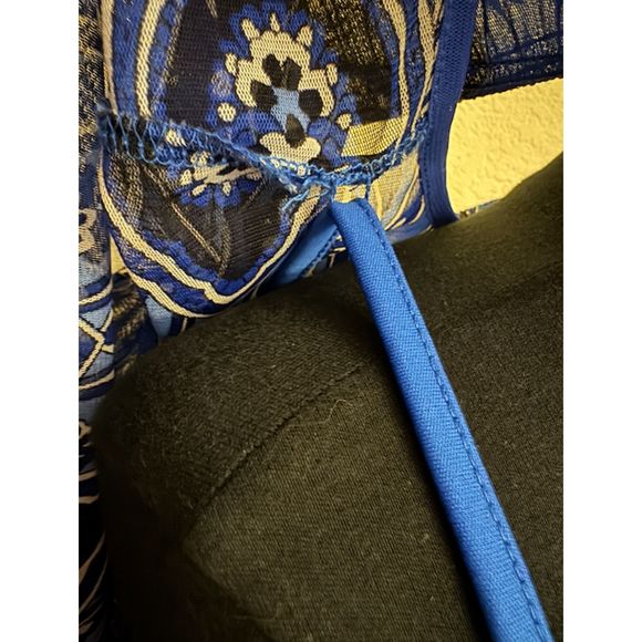 INC Blue Studded Print Batwing Sleeves Nylon Top Sz M - Picture 7 of 15